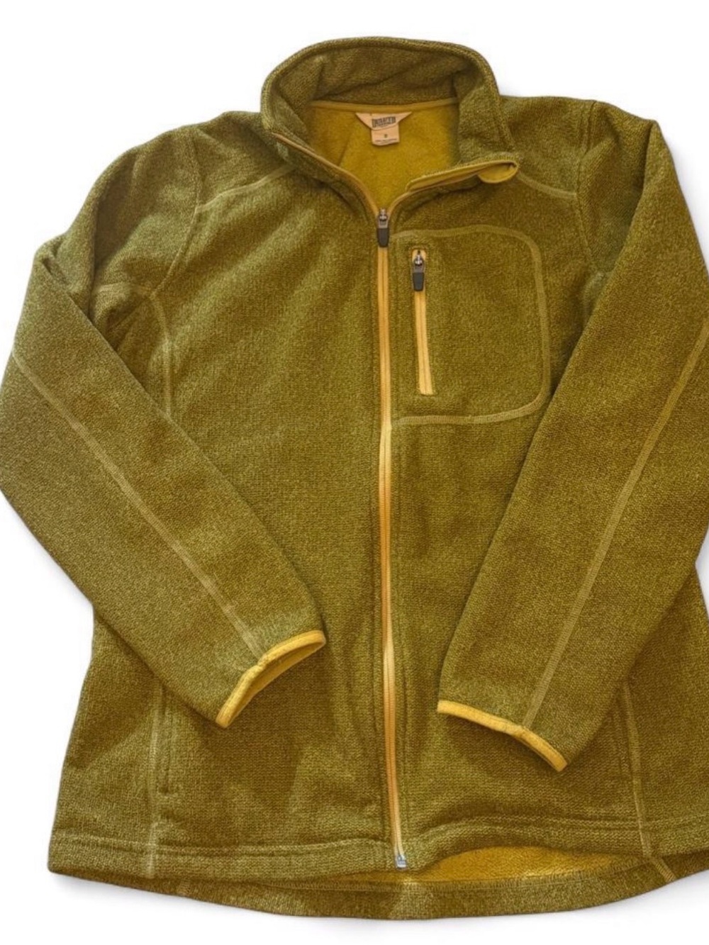 Duluth Trading Co Two Harbors Polartec Fleece Full Zip Jacket Green Yellow Small